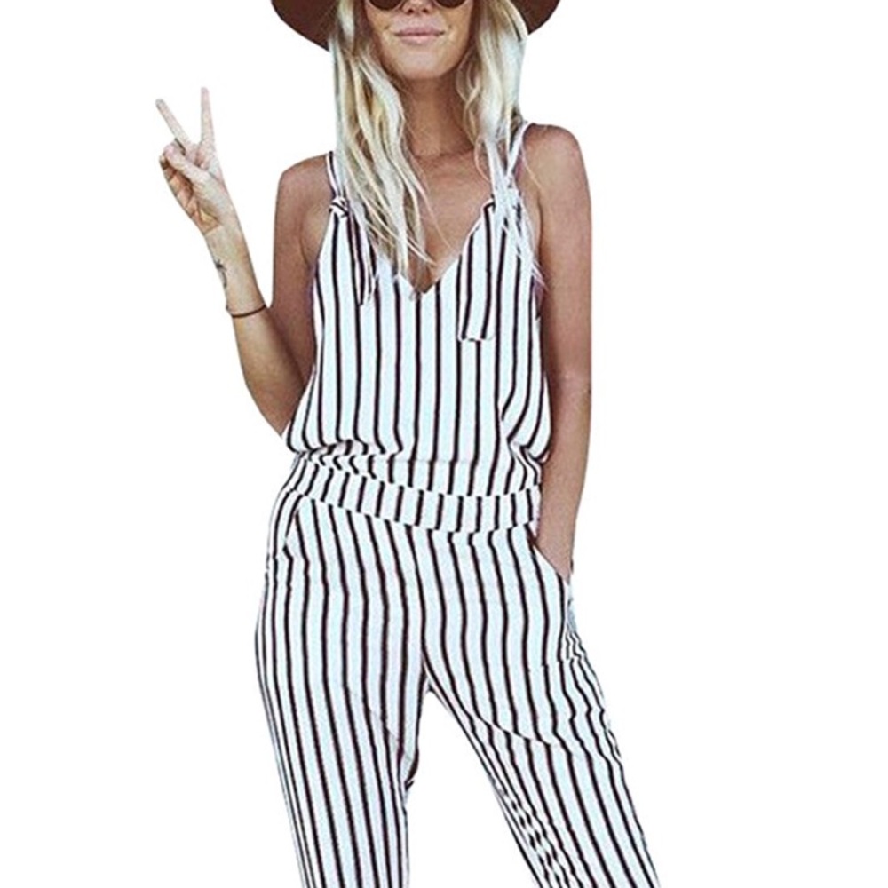 Black & White Pinstriped Jumpsuit